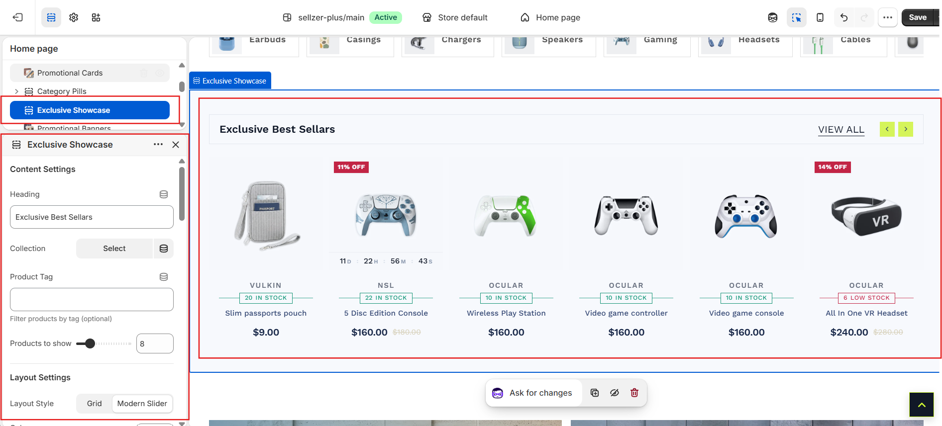 Exclusive Products Showcase (Modern Slider Layout)